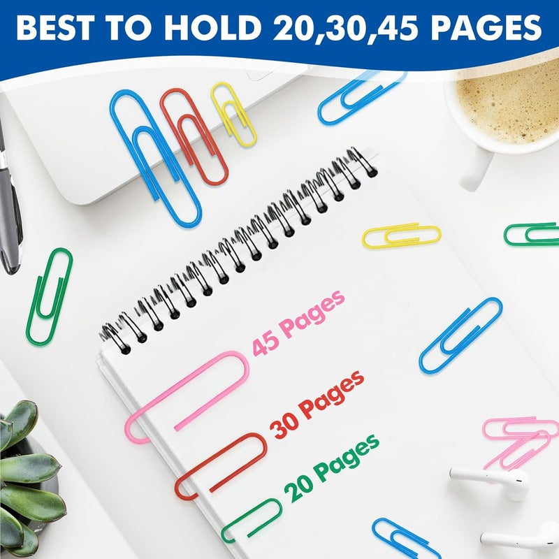BainGesk 1000 Paper Clips Assorted Sizes, Large, Medium, and Small Colored Paper Clips, Durable, Rustproof, Great for Office Supplies, School, Home Organization(50mm, 33mm, 28mm) - Image 4